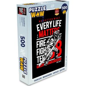 Puzzel Mancave - Brandweer - Vintage - Quotes - Legpuzzel - Puzzel 500 stukjes