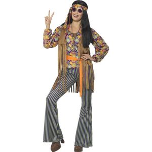 SMIFFYS - Bruin hippie kostuum voor dames - S - Volwassenen kostuums
