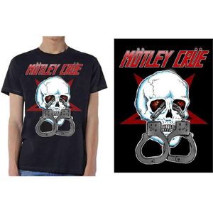 Motley Crue Heren Tshirt -L- Skull Cuffs 2 Zwart