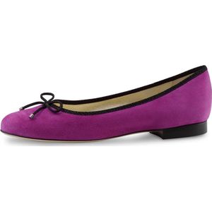 Suède Ballerina's voor Dames – Fuchsia en Zwart – Gewatteerd Voetbed – Strikje – Werner Kern Cassy – Maat 38