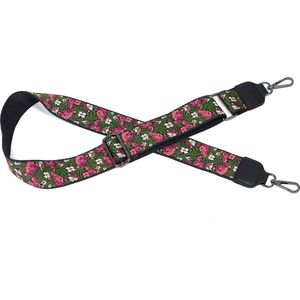 STUDIO Ivana - Gekleurde tassenband 5 cm met bloemenprint - groen, roze, wit - verstelbare schouderband tas - SIT0309