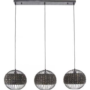 Hanglamp Waterhyacint | 3 lichts | ø 30 cm | zwart nikkel | 125x150 cm | verstelbare hoogte | eetkamer / woonkamer | natuurlijk / modern design