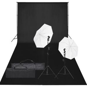 The Living Store Fotostudioset - Achtergrondset 300x300 cm - Flexibel achtergrondsysteem - Witte paraplus - 5.500 Kelvin - Aluminium - 2x Statief - Draagtas