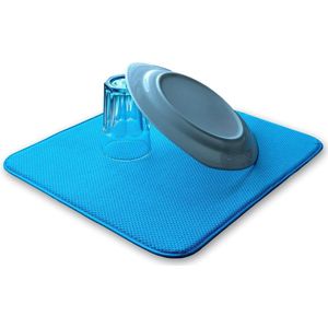 Afdruipmat, microvezel bescherming voor keuken, spoelbak en servies (44 x 41 cm, turquoise/groen-blauw) droogmat als afdruiponderlegger