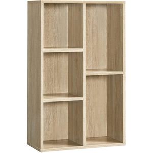 VASAGLE Boekenkast, rek, staand rek, met 5 vakken, voor woonkamer, werkkamer, kinderkamer, kantoor, als ruimteverdeler, 24 x 50 x 80 cm, eiken