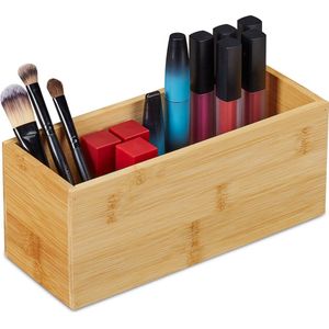 Relaxdays bamboe organizer - rechthoekig opbergbakje badkamer - bureau - make up opbergbox