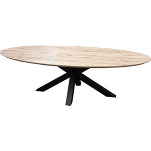 Eettafel ovaal eiken onbehandeld - 240 x 120 x 78 cm - Bladdikte 5,5 cm - Matrixpoot