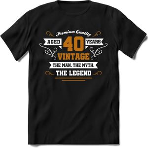 40 Jaar Legend T-Shirt | Goud - Wit | Grappig Verjaardag en Feest Cadeau Shirt | Dames - Heren - Unisex | Tshirt Kleding Kado | - Zwart - XXL