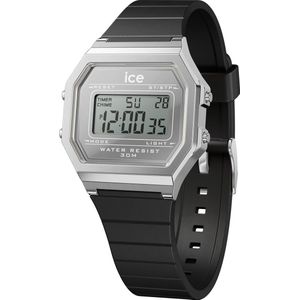 Ice Watch ICE digit retro - Metal silver mirror - Black 022735 Horloge - Siliconen - Zwart - Ø 33 mm