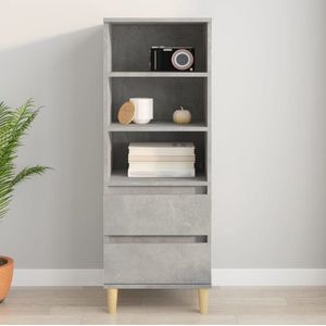 The Living Store Klassieke Hoge Kast - Betongrijs - 40 x 36 x 110 cm - Duurzaam hout en eucalyptushout