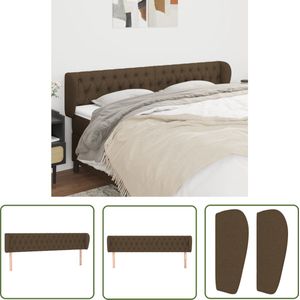 The Living Store Hoofdbord met randen 203x23x78/88 cm stof donkerbruin - Hoofd Bord - Hoofdbord - Beddengoed - Slaapkamers - Interieurdecoratie