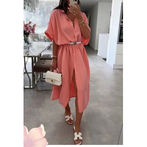 Schilo-jolie MIDI SHIRT Spring 2025 DRESS WVN-Coral- Dames Jurk - One Size