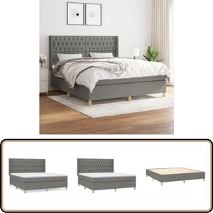 vidaXL Boxspring - Donkergrijs - 180x200 cm Boxspringbed - Boxsprings - Slaapkamerinrichting - Tweepersoonsbed - Donkere Kleuren