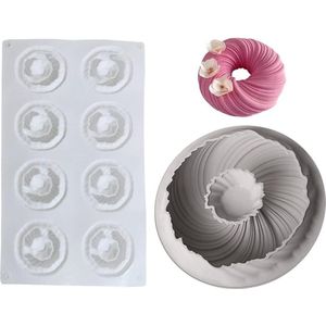 Spiraalvorm Cakebakvorm - Ronde Bakvorm en 8-Cavity Swirl Bakgereedschap voor Donut Muffin Cake - Set van 2