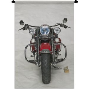 Wandkleed Motoren - Rode motorfiets op een witte achtergrond Wandkleed katoen 120x180 cm - Wandtapijt met foto XXL / Groot formaat!