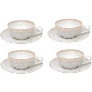 Costa Nova Taormina servies kop en schoten wit met gouden rand set van 4