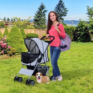 Hondenauto hond buggy huisdier honden buggy kinderwagen jogger trailer zilver