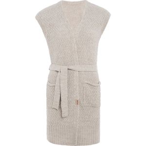 Knit Factory Luna Gebreide Gilet - Gebreid vest zonder mouwen - Mouwloos dames vest - Mouwloze beige cardigan - Beige - 36/38