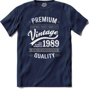 Vintage Legend Sinds 1989 - verjaardag en feest cadeau - Kado tip - T-Shirt - Unisex - Navy Blue - Maat L