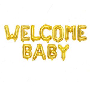 Folie ballon letters Welcome Baby goud - babyshower - geboorte - genderreveal - folie - ballon - welcome - baby - goud