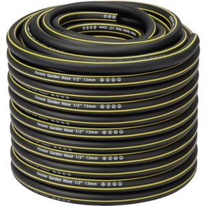 Tuinslang 50 m tuinslang 13 mm (1/2 inch inch) 4ly 25 bar heavy duty draagbare buitencompressorslang flexibele robuuste band met knikbescherming zwart/geel