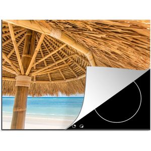 KitchenYeah® Inductie beschermer 77x59 cm - Parasol - Strand - Zee - Tropisch - Kookplaataccessoires - Afdekplaat voor kookplaat - Inductiebeschermer - Inductiemat - Inductieplaat mat