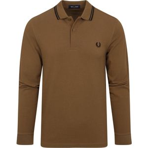 Fred Perry - Longsleeve Polo Bruin - Modern-fit - Heren Poloshirt Maat L