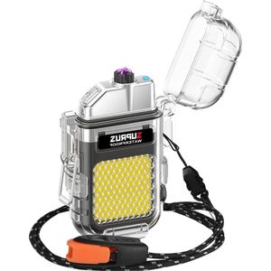 Premium Waterdichte aansteker met 3 modi zaklamp - winddicht - oplaadbaar - survival-noodfluitje