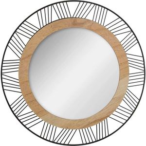 Ossa Spiegel - Spiegel Rond - 45,5 cm - Decoratieve houten metalen rand