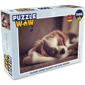 Puzzel Kleine hond slaapt op een deken - Legpuzzel - Puzzel 1000 stukjes volwassenen