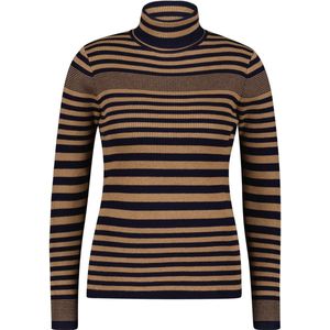 Red Button Trui Roll Neck Fancy Stripe Srb4068 Camel/ Navy Dames Maat - XXL