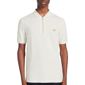 Fred Perry - Zip Neck Polo Shirt - Polo Shirt Wit - XS - Wit