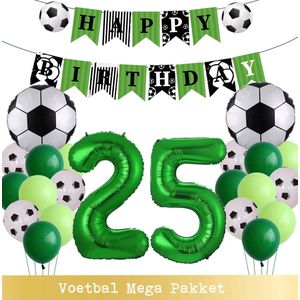 Voetbal Ballonnen - Cijfer Ballon 25 Jaar - Snoes - Megapakket - set van 24 Sport Voetbalfan Voetbal Jongen/Meisje - Sportieve - Voetbal Vrouwen Mannen - Kinderfeestje - Verjaardag - Helium Ballon nummer 25
