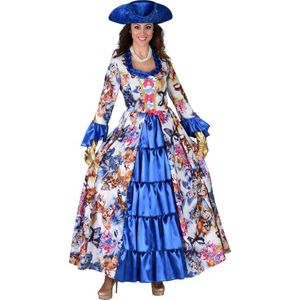 Magic By Freddy's - Middeleeuwen & Renaissance Kostuum - Markiezin Du Butterfly Vlinder - Vrouw - Blauw - Small - Carnavalskleding - Verkleedkleding