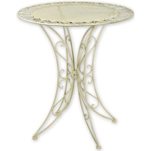 Gietijzeren tuintafel wit – ronde metalen bistrotafel Ø70 cm – klassieke tuinmeubel voor terras, balkon en tuin – weerbestendig design