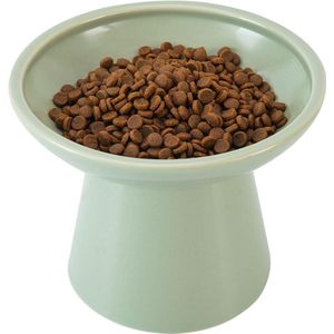 Extra brede kattenbakken - keramische kattenbak 6,25"" verhoogde kattenbak met platte bodem, snorhaarvermoeidheid, lood- en cadmiumvrij, 5"" goede hoogte voor kattenvoeding, groen