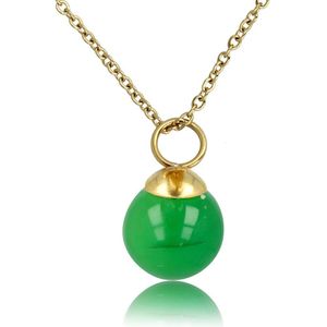 My Bendel - Goudkleurige ketting met Green Agateballetje - Goudkleurige ketting met Green Agate balletje - Met luxe cadeauverpakking