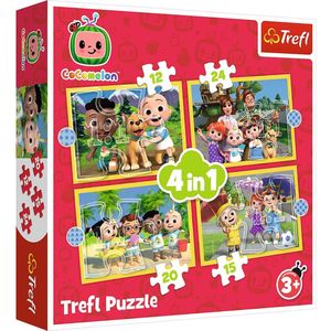 Trefl - Puzzles - ""4in1 (12, 15, 20, 24)"" - Cocomelon, Meet the characters / Moonbug Cocomelon