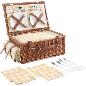 Picknickmand Brindisi 4-persoons picknickset geel wit casa.pro