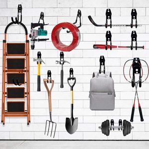 Garagehaken,Garage Opslag Haken 10 stuks,Muurhaken Ladderhaken voor Opslag Opknoping Organiseren Elektrisch Gereedschap, Ladder, Bulk Artikelen(zwart)