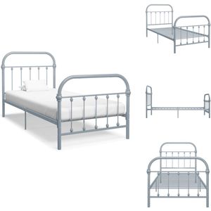 vidaXL Bedframe - Bedframes - Eenpersoonsbed - Eenpersoonsbedden - Bedframe metaal grijs 100x200 cm
