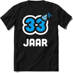 33 Jaar Feest kado T-Shirt Heren / Dames - Perfect Verjaardag Cadeau Shirt - Wit / Blauw - Maat XXL