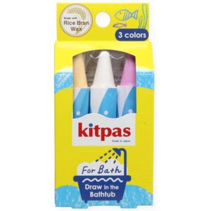 Kitpas - Uitwisbaar bad krijt Geel, Wit en Roze 3 stuks