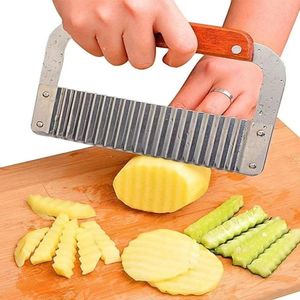 Rvs Golvende Cutter voor Fruit Groente Salade - Professionele Crinkle Cut Chip Cutter
