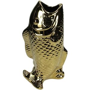 Oneiro’s Luxe Vaas FISH Goud – ø 15.5x10.5x28 cm – binnen – buiten – luxe – accessoires – tuin – decoratie – bloemen – voor binnen – keramiek