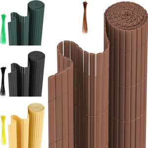 Balkonscherm PVC Tuinscherm Hekwerk voor Buiten Balkonbekleding van PVC Weerbestendig UV-Bescherming Balkon Terras Windscherm voor Balkon Tuin Zonnescherm Balkonscherm PVC Tuinscherm Hekwerk voor Terras met Tie-wraps Bruin 180 x 500cm