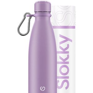 Slokky - Pastel Purple Thermosfles, Dop & Karabijnhaak - 500ml