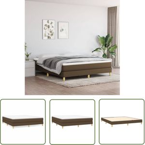 vidaXL Bed Frame - Boxspring Frame - Bedframe zonder matras stof donkerbruin 180x200 cm - Donkere Bruine Bed - Tweepersoons Bed - Houten Bed Frame