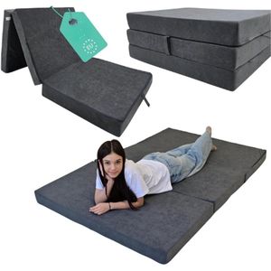 Vouwmatras, Opvouwbaar Gastenmatras, Reismatras, Grijs, 120 x 200 x 10 cm - Comfortabel en Handig voor Gasten of Reizen