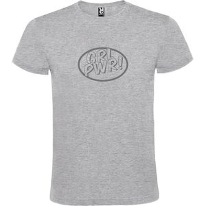 Grijs t-shirt met 'Girl Power / GRL PWR' print Zilver size XS